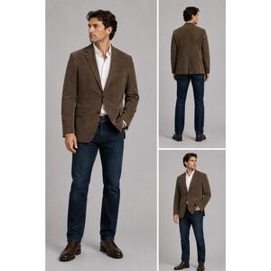 Chaps Mens Brown Corduroy Blazer Sport Coat Paisley Lining Size 42R